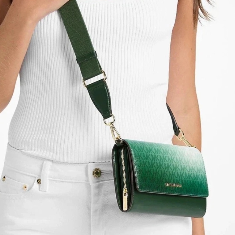 MICHAEL KORS Jet Set Large Ombré Signature Logo ZA Crossbody Bag
Moss Multi 
NWT - Picture 3 of 16